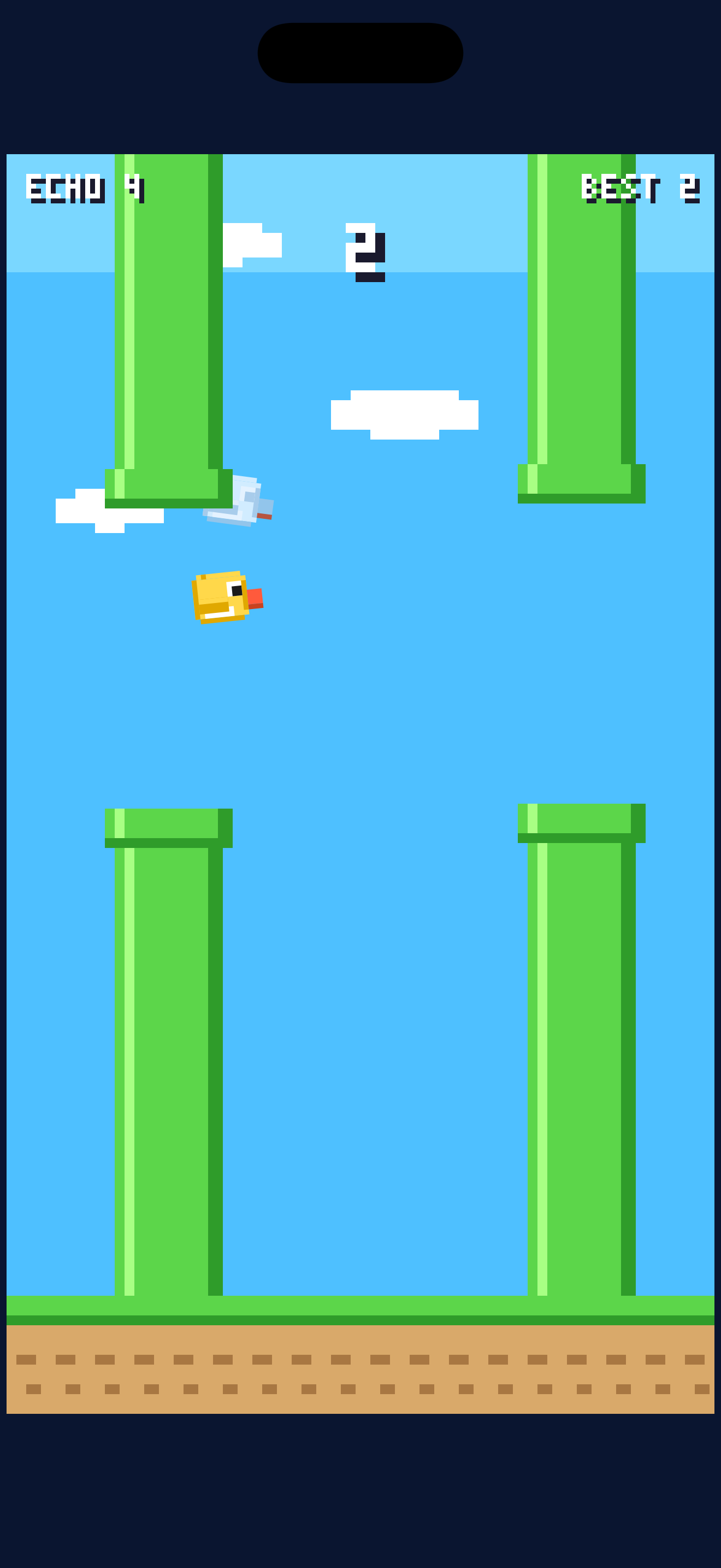 A translucent ghost of a past run flying alongside the bird